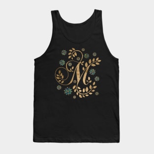 Luxury Golden Calligraphy Monogram with letter M Tank Top